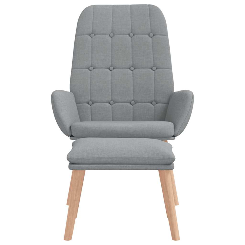 Relaxsessel mit Hocker Hellgrau Stoff