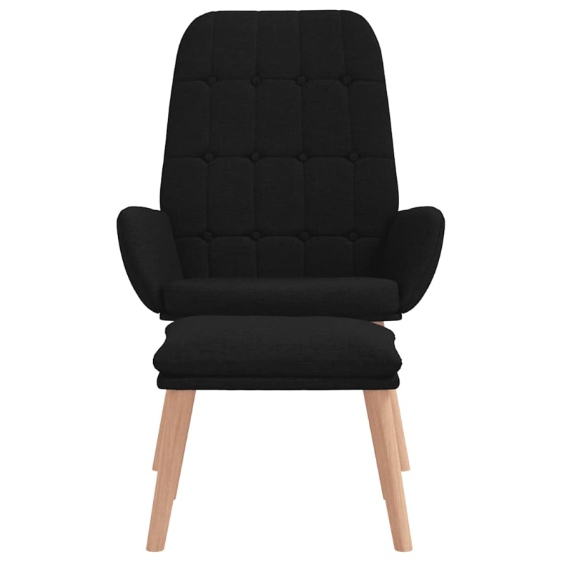 Relaxsessel mit Hocker Schwarz Stoff