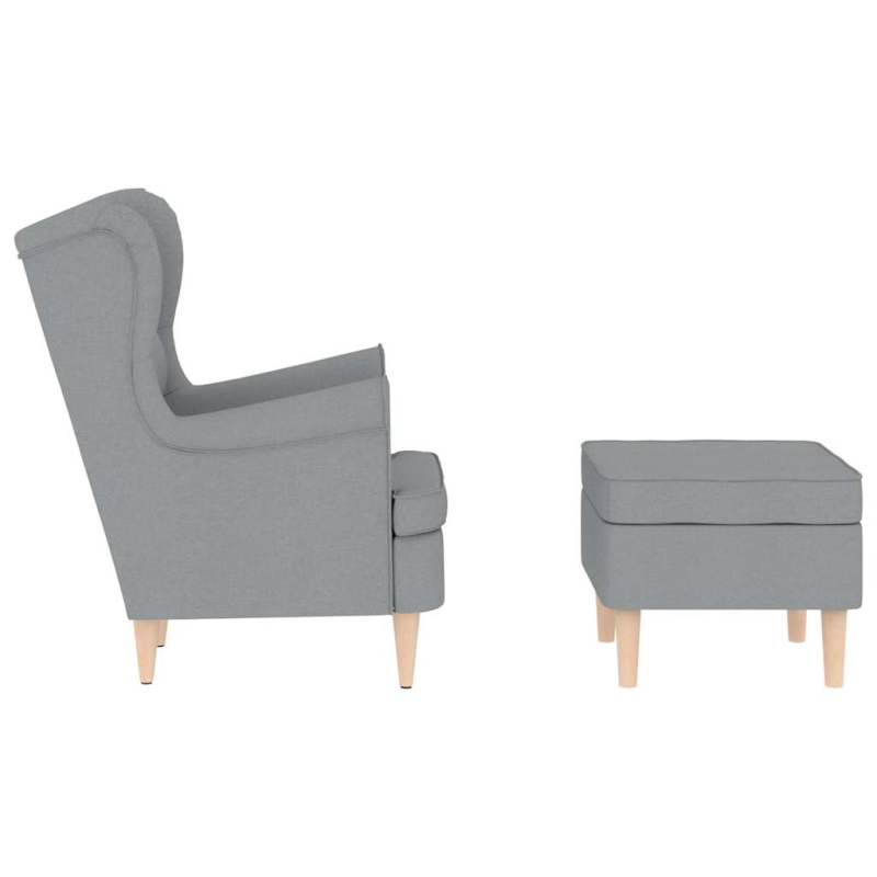 Sessel mit Fußhocker Hellgrau Stoff
