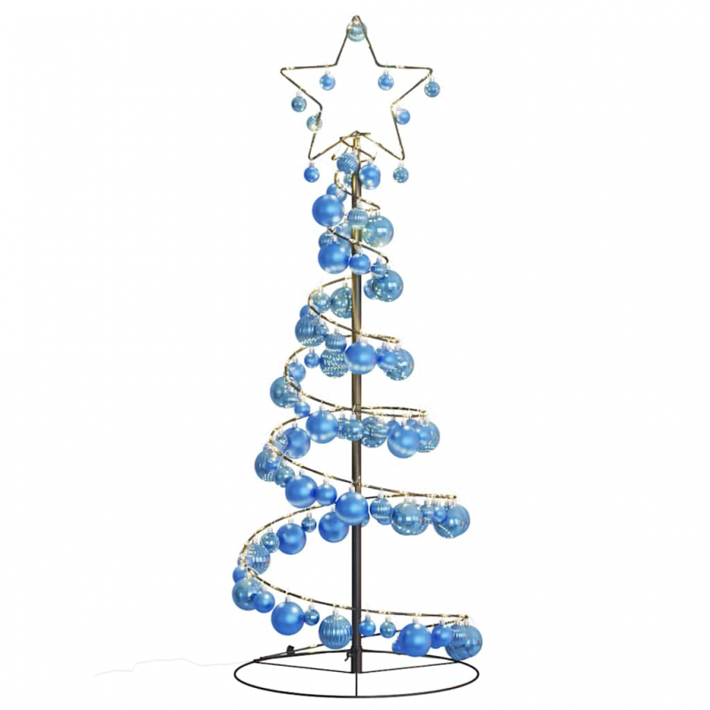 Weihnachtsbaum Kegelform mit Kugeln 80 LEDs Warmweiß 120 cm