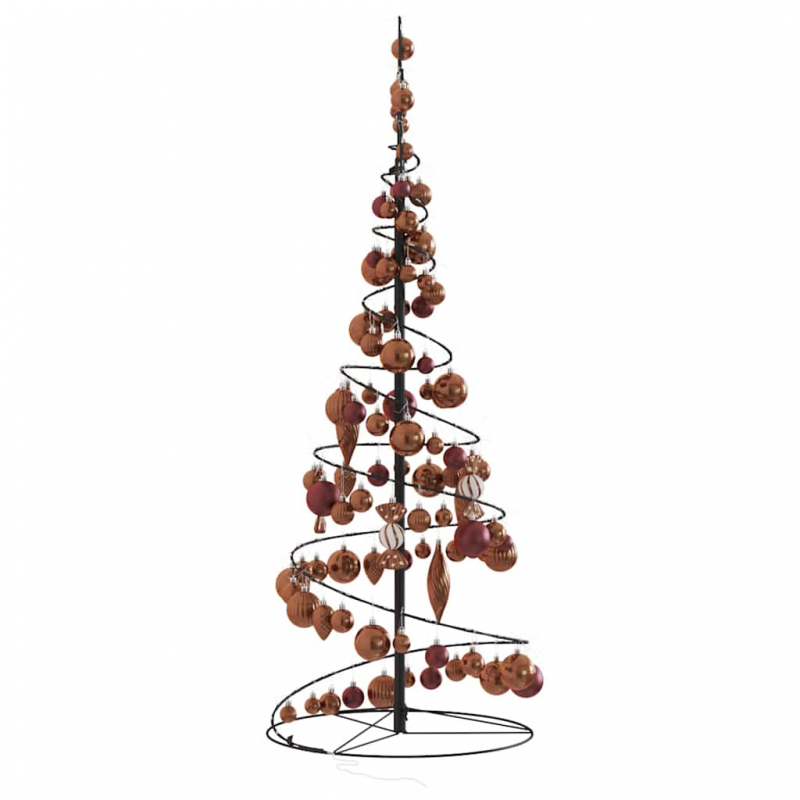 Weihnachtsbaum Kegelform mit Kugeln 80 LEDs Warmweiß 120 cm