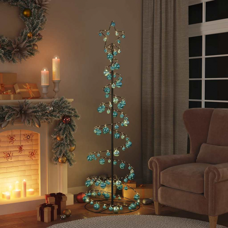 Weihnachtsbaum Kegelform mit Kugeln 120 LEDs Warmweiß 180 cm