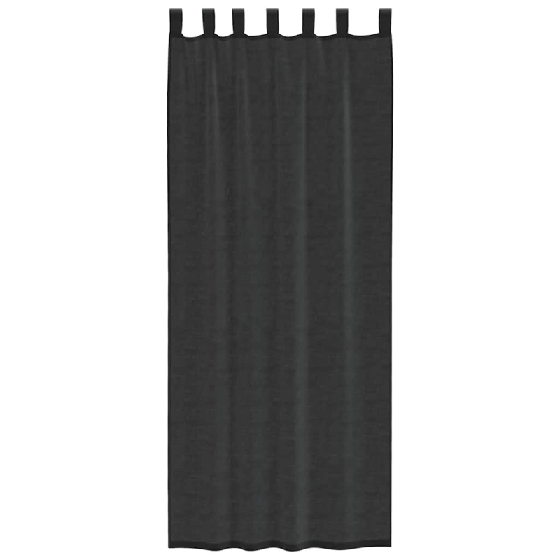 Voile Vorhänge mit Stangentaschen 2 Stk. Schwarz
