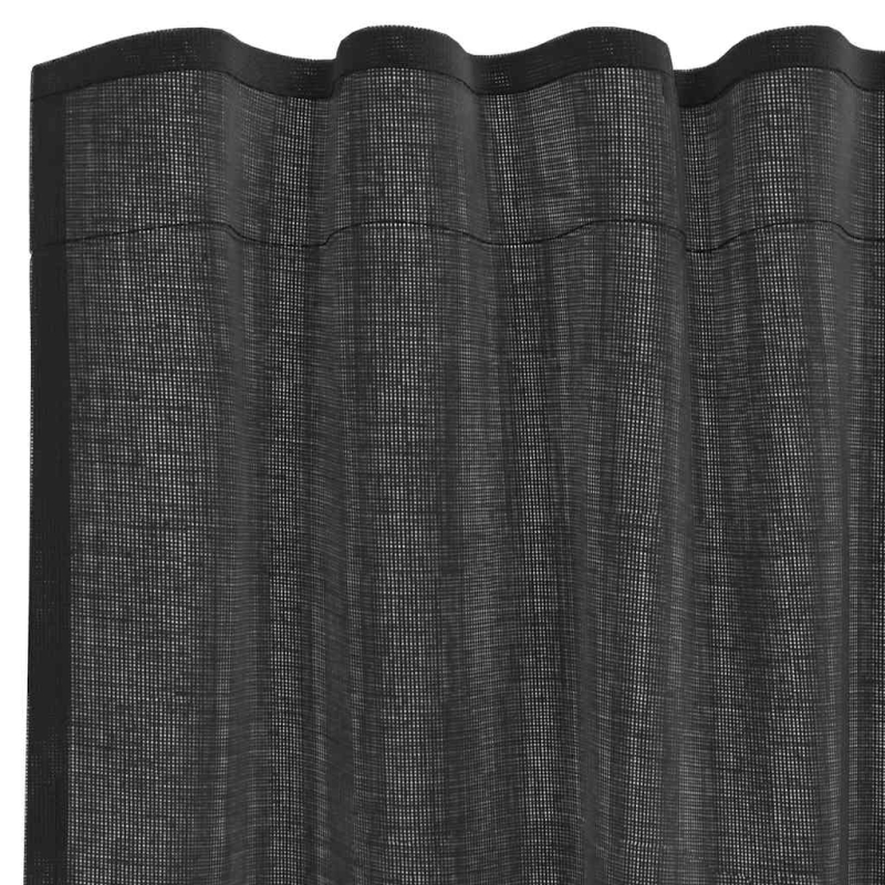 Voile Vorhänge mit Lasche 2 Stk. Schwarz