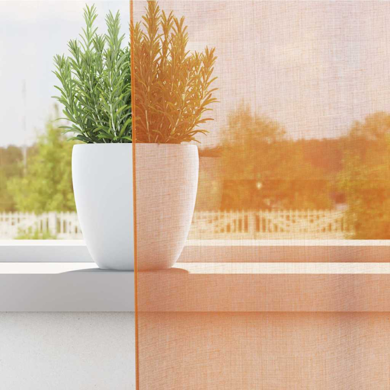 Voile Vorhänge mit Schlaufen 2 Stk. Orange 140x140 cm