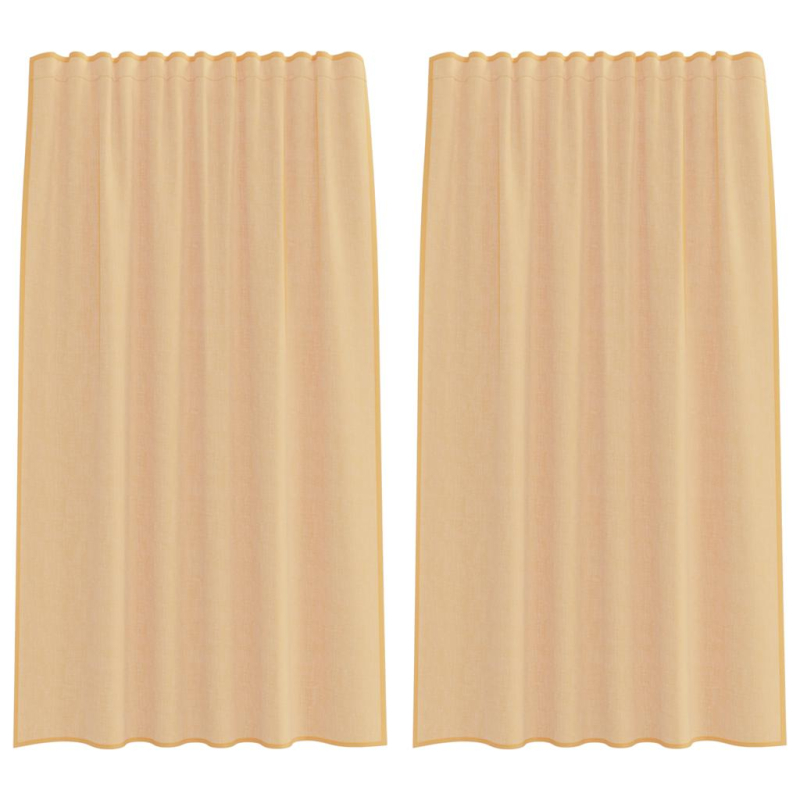 Voile Vorhänge mit Schlaufen 2 Stk. Sandfarbe 140x175 cm