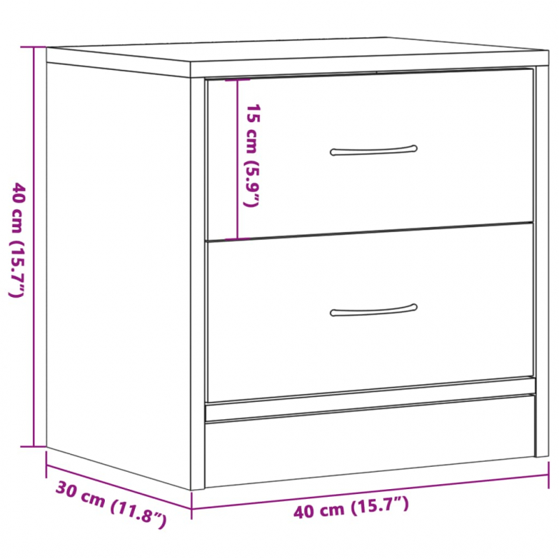 Nachttische 2 Stk. Altholz-Optik 40x30x40 cm Holzwerkstoff
