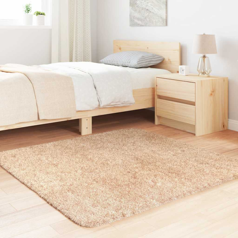 Teppich Shaggy Hochflor NAVARRA Beige 120x120 cm Polyester