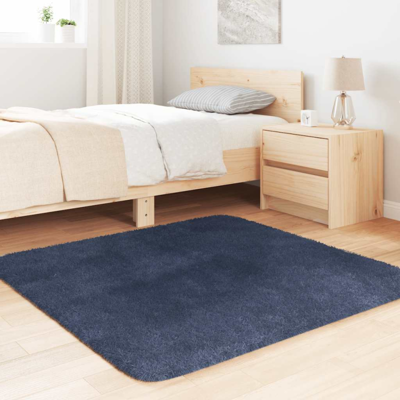 Teppich Shaggy Hochflor NAVARRA Marineblau 120x120 cm Polyester