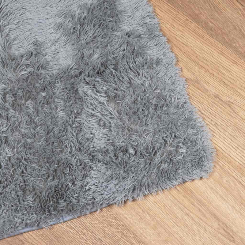 Teppich Shaggy Hochflor NAVARRA Silbergrau 240x240 cm Polyester