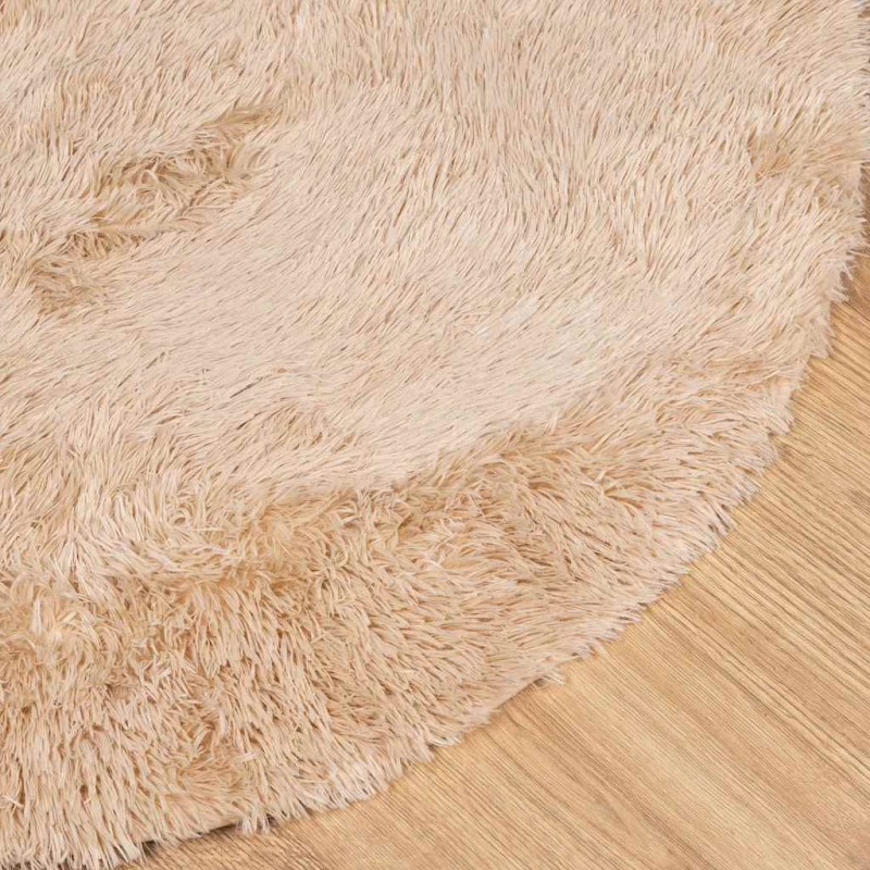 Teppich Shaggy Hochflor NAVARRA Beige 100x100 cm Polyester