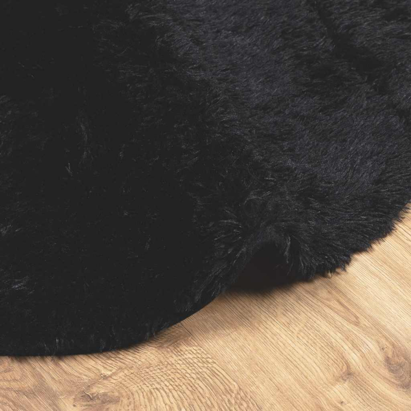 Teppich Shaggy Hochflor NAVARRA Schwarz 100x100 cm Polyester