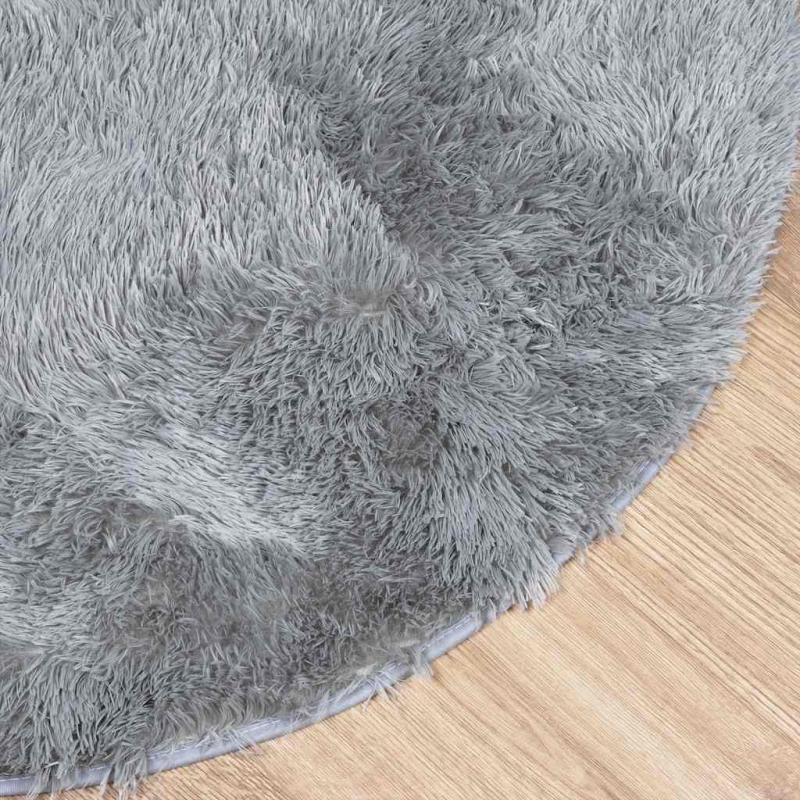 Teppich Shaggy Hochflor NAVARRA Silbergrau 160x160 cm Polyester