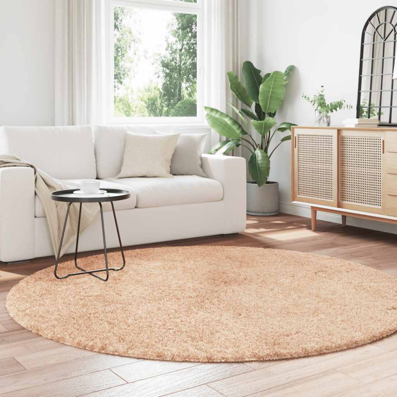 Teppich Shaggy Hochflor NAVARRA Beige 200x200 cm Polyester