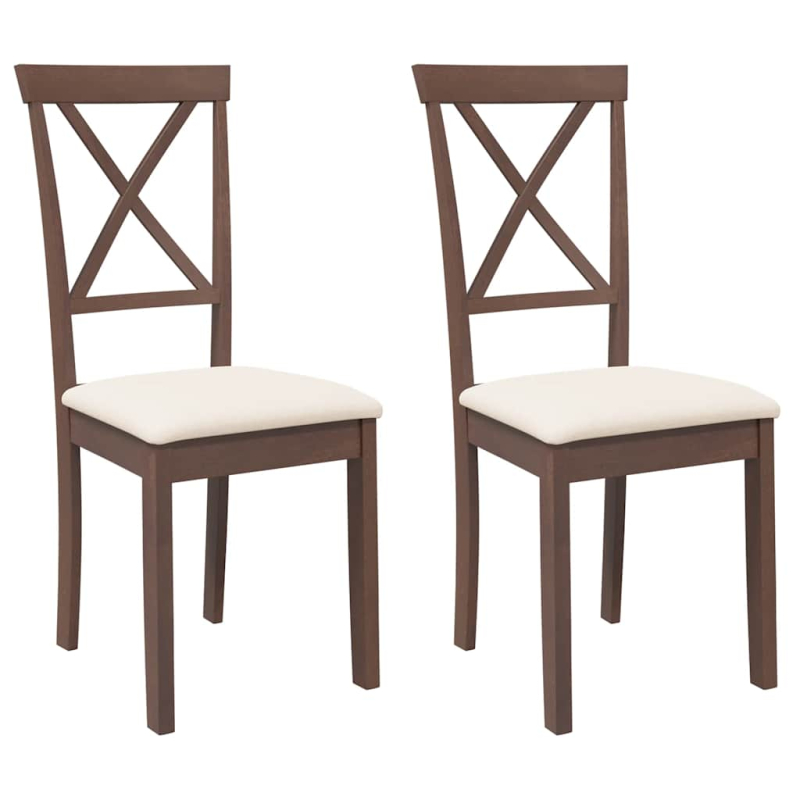Esszimmerstühle mit Kissen 2 Stk. Braun Massivholz Gummibaum