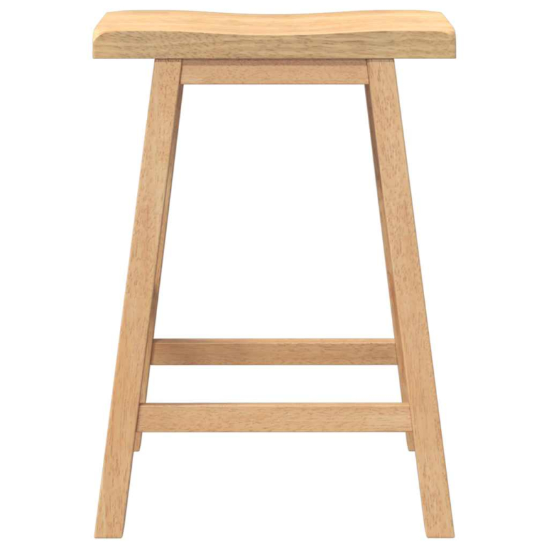 Barhocker 2 Stk. Natur Massivholz Gummibaum