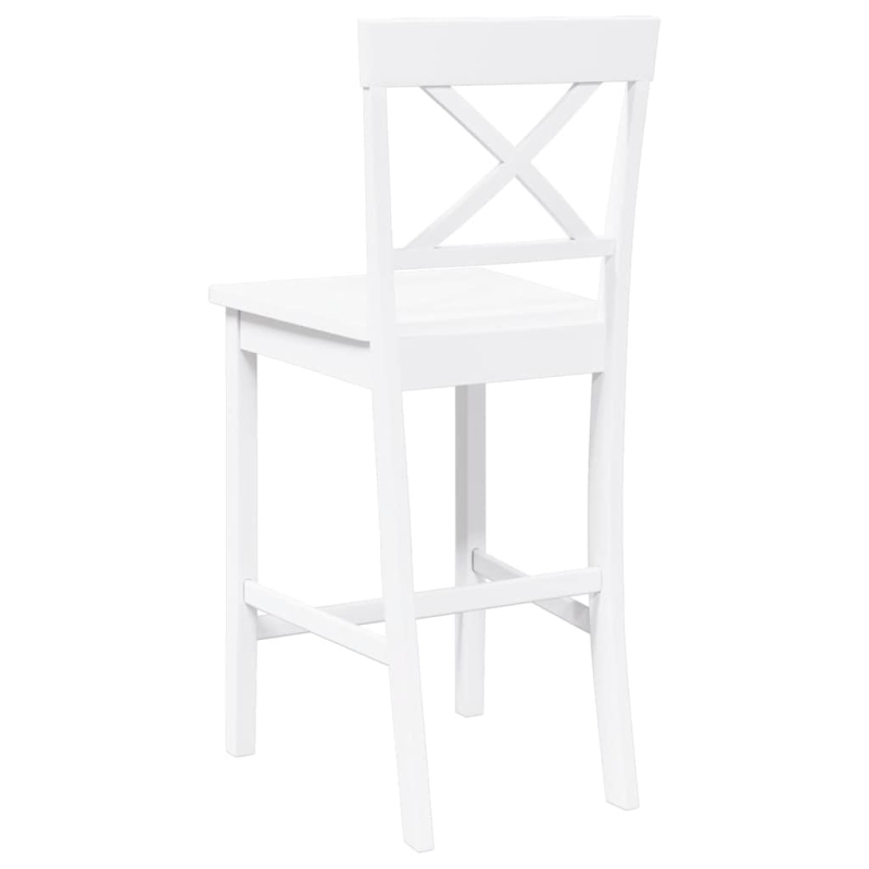 Barhocker 2 Stk. Weiß Massivholz Gummibaum