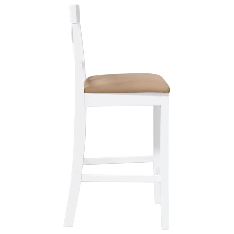 Barhocker mit Kissen 2 Stk. Weiß Massivholz Gummibaum