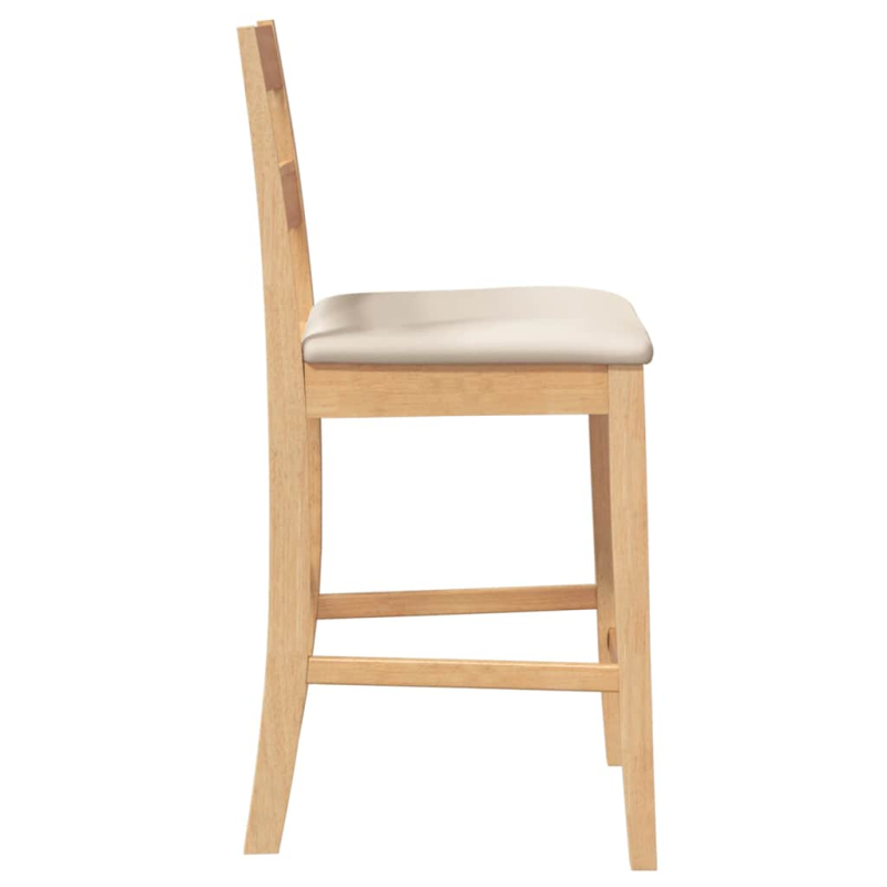 Barhocker mit Kissen 2 Stk. Natur Massivholz Gummibaum