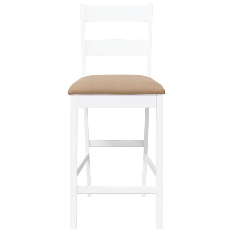 Barhocker mit Kissen 2 Stk. Weiß Massivholz Gummibaum