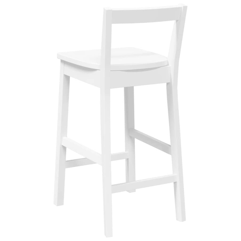 Barhocker 2 Stk. Weiß Massivholz Gummibaum