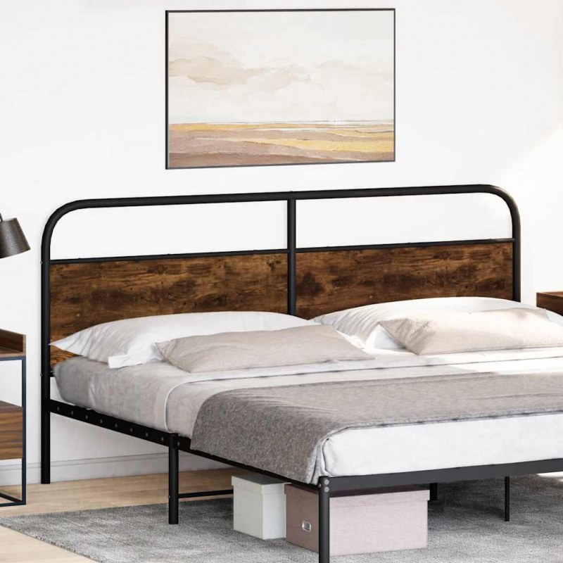 Kopfteil Räuchereiche 180 cm Stahl und Holzwerkstoff