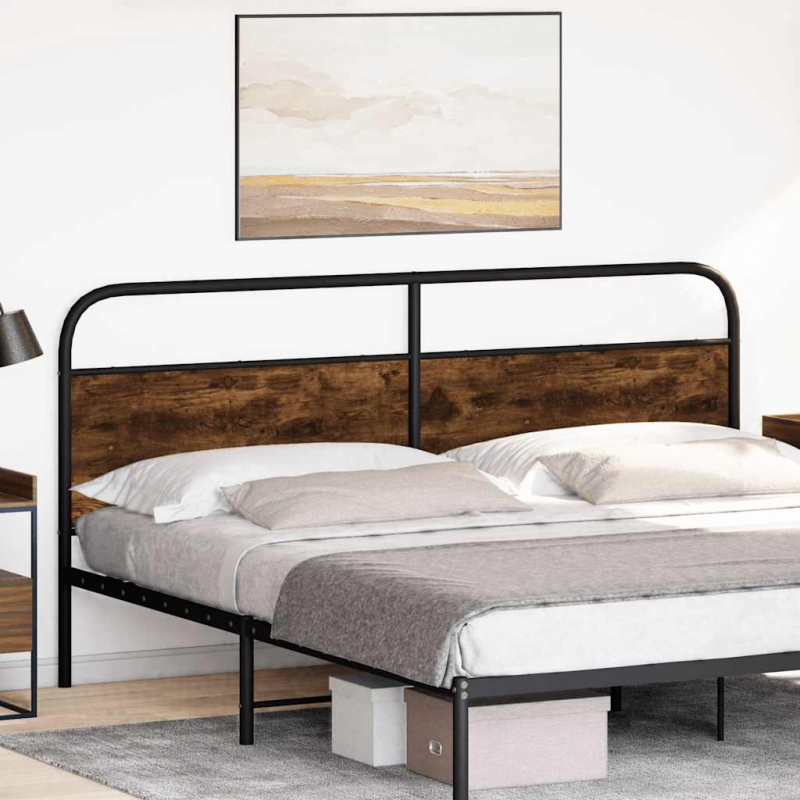 Kopfteil Räuchereiche 190 cm Stahl und Holzwerkstoff