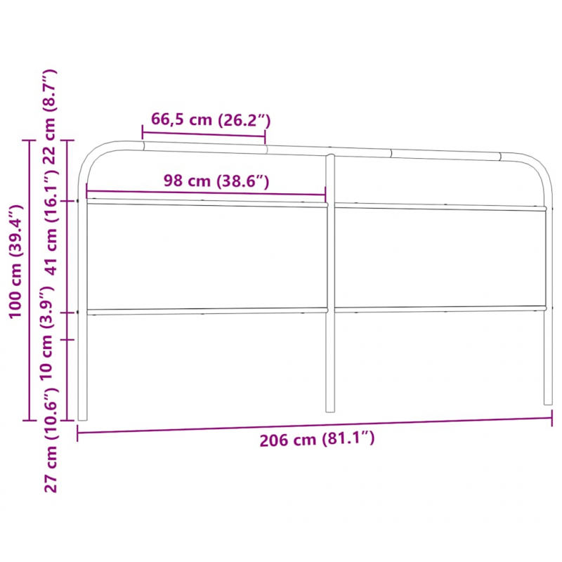 Kopfteil Räuchereiche 200 cm Stahl und Holzwerkstoff
