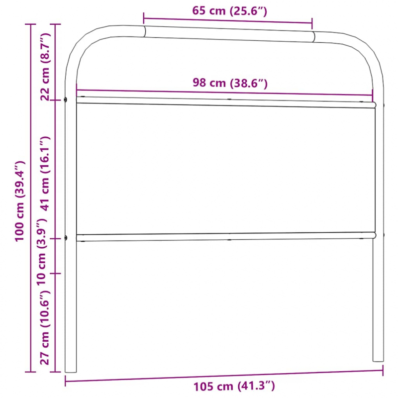 Kopfteil Sonoma-Eiche 100 cm Stahl und Holzwerkstoff