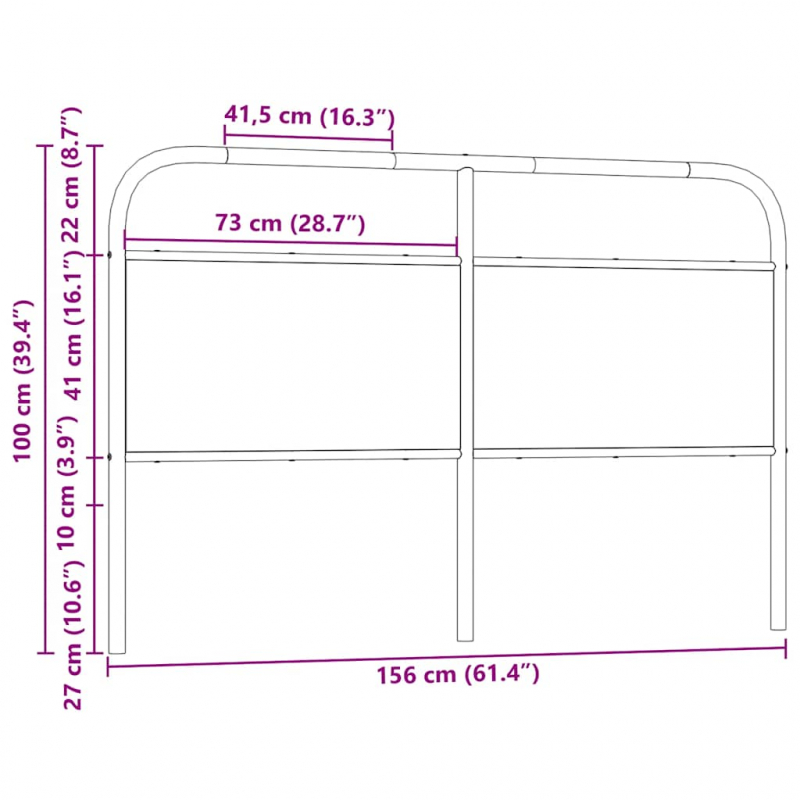 Kopfteil Braun Eichen-Optik 150 cm Stahl und Holzwerkstoff