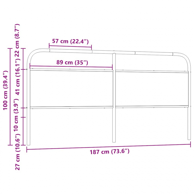 Kopfteil Braun Eichen-Optik 180 cm Stahl und Holzwerkstoff