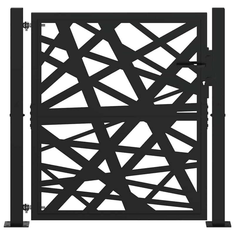 Gartentor Schwarz 105x106 cm Stahl Lichtdesign