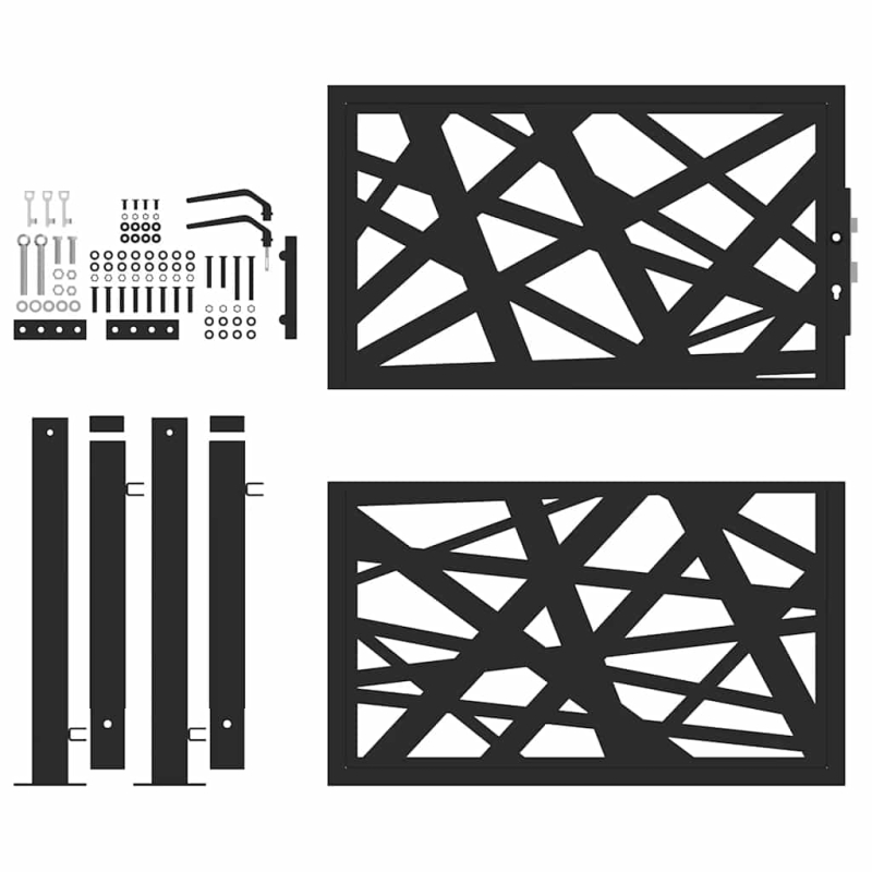 Gartentor Schwarz 105x106 cm Stahl Lichtdesign