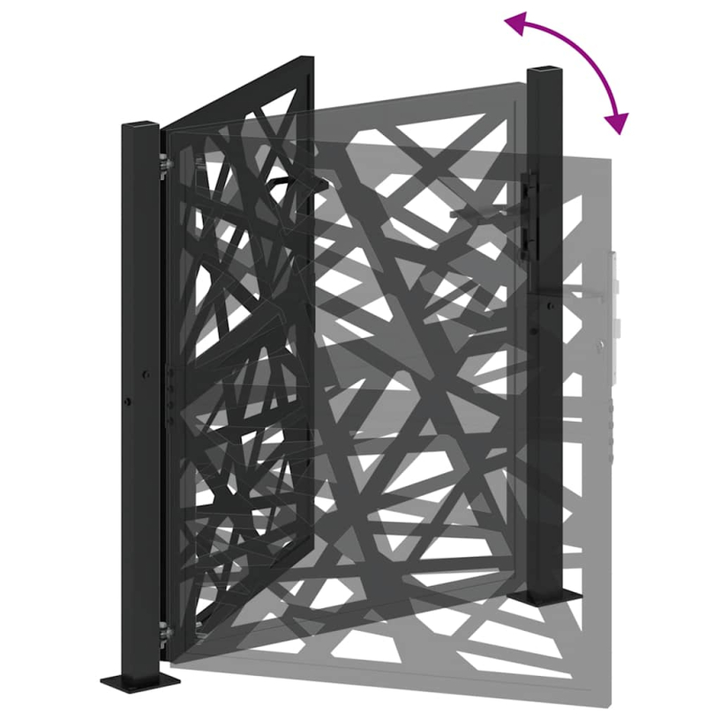 Gartentor Schwarz 105x106 cm Stahl Lichtdesign