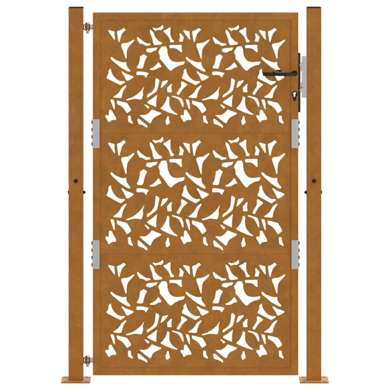 Gartentor 105x155 cm Wetterfester Stahl Blatt-Design