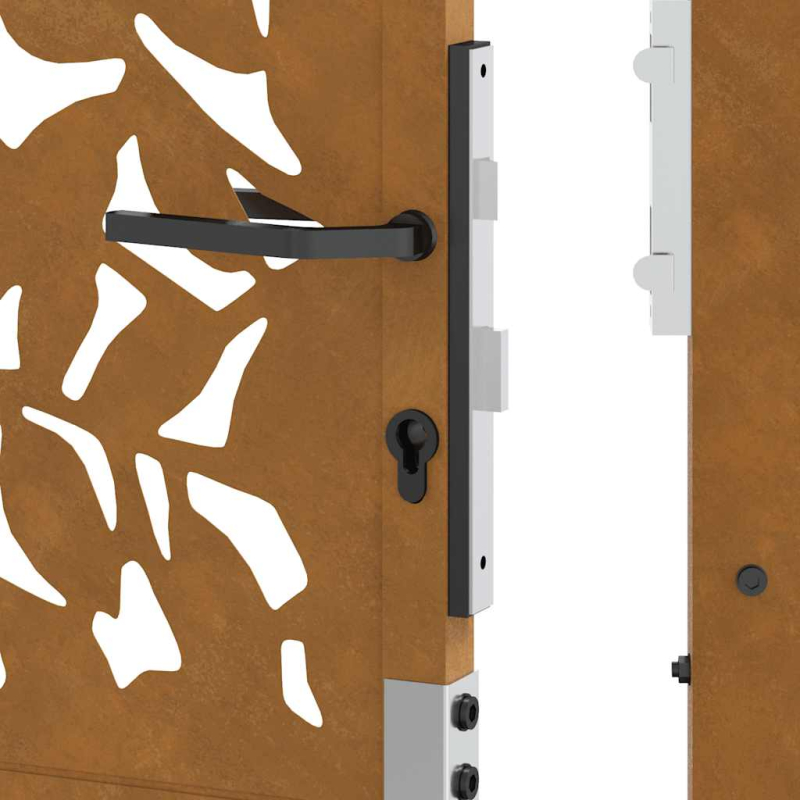Gartentor 105x180 cm Wetterfester Stahl Blatt-Design