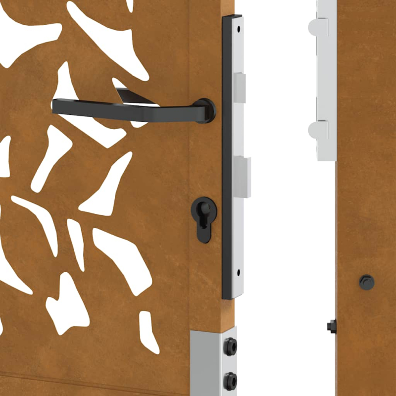 Gartentor 105x205 cm Wetterfester Stahl Blatt-Design