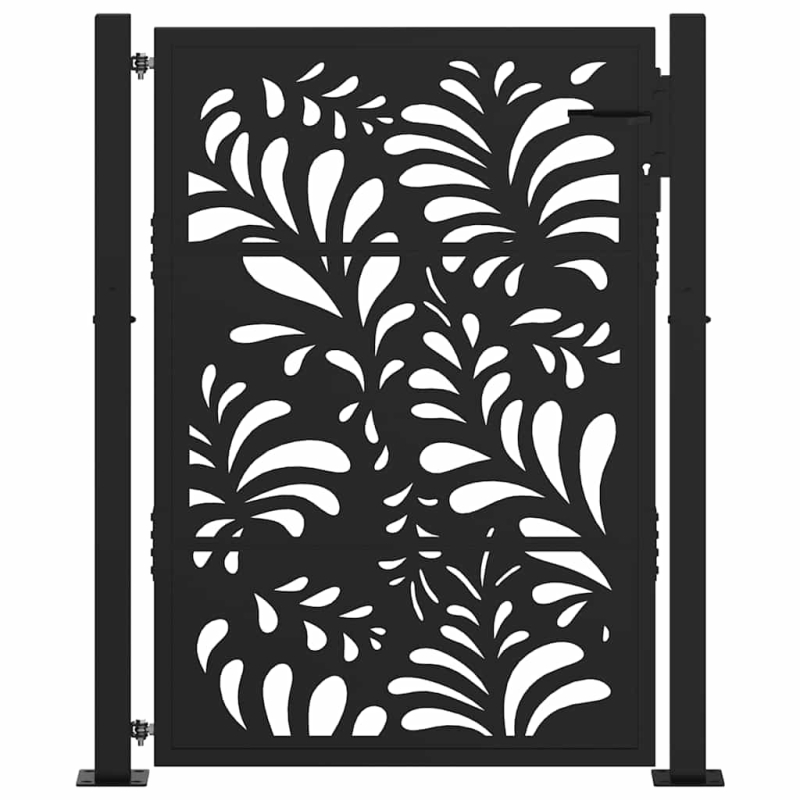 Gartentor Schwarz 105x130 cm Stahl Wellen-Design