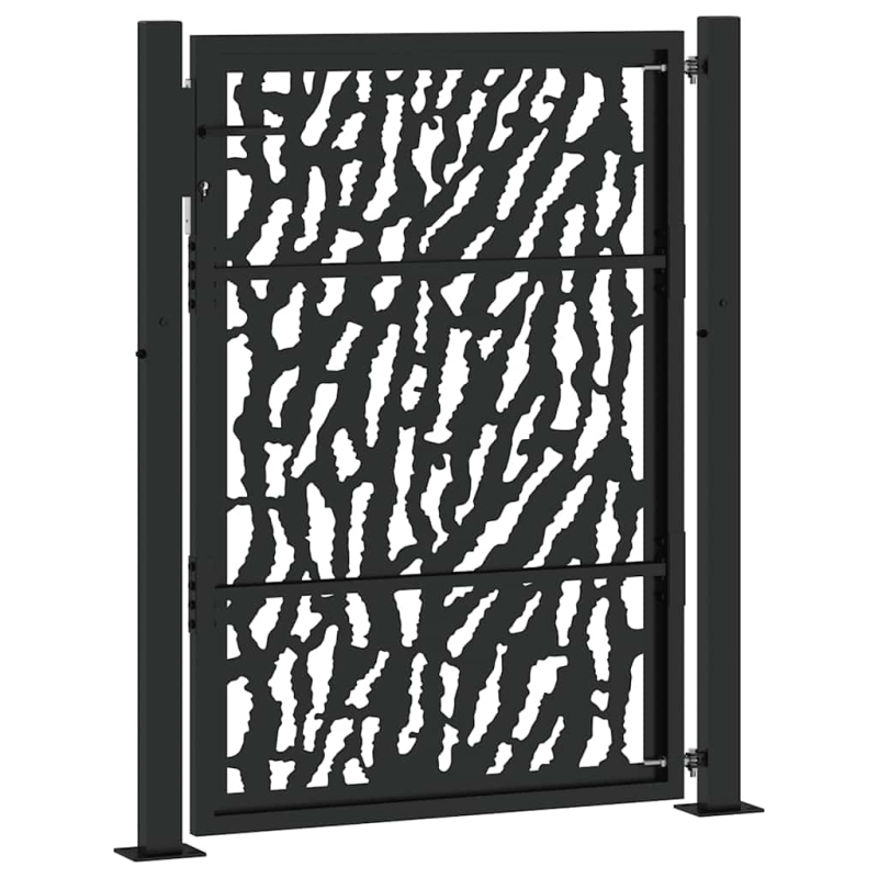 Gartentor Schwarz 105x130 cm Stahl Spurendesign