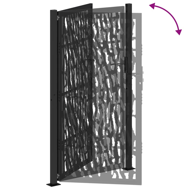 Gartentor Schwarz 105x180 cm Stahl Spurendesign