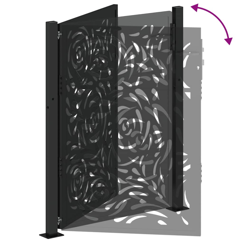 Gartentor Schwarz 105x130 cm Stahl Flammen-Design