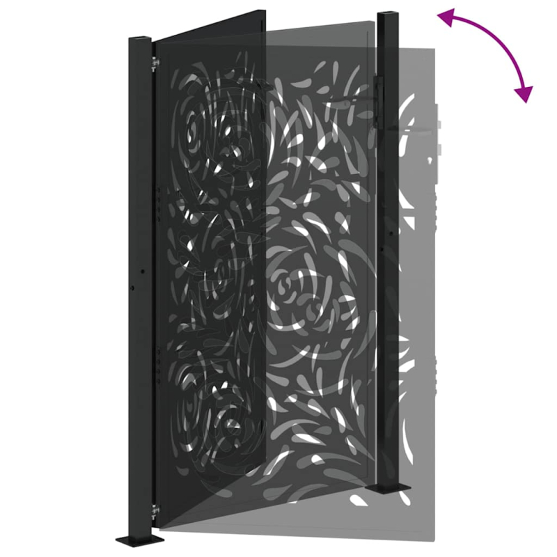 Gartentor Schwarz 105x155 cm Stahl Flammen-Design