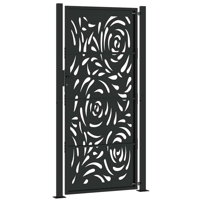 Gartentor Schwarz 105x205 cm Stahl Flammen-Design