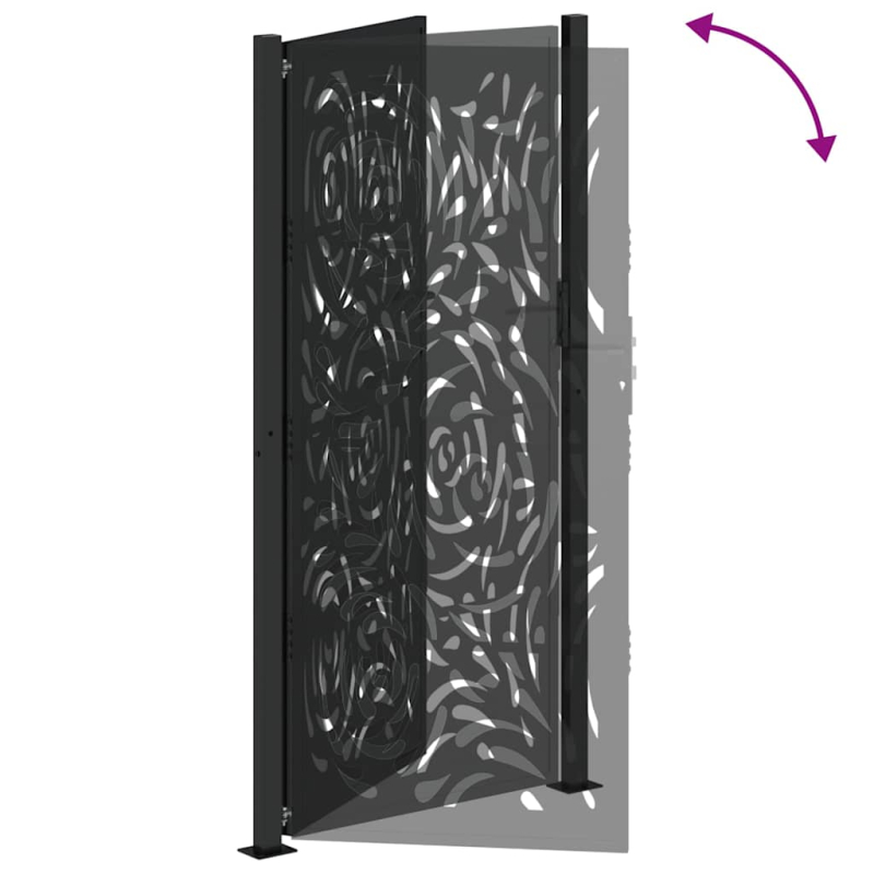 Gartentor Schwarz 105x205 cm Stahl Flammen-Design