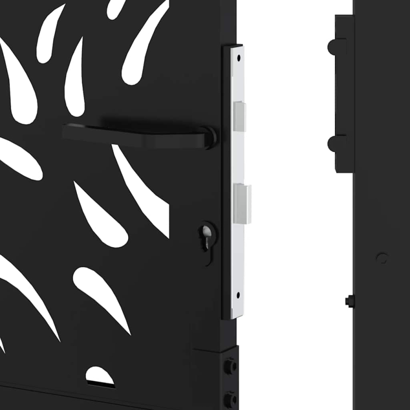 Gartentor Schwarz 105x205 cm Stahl Flammen-Design