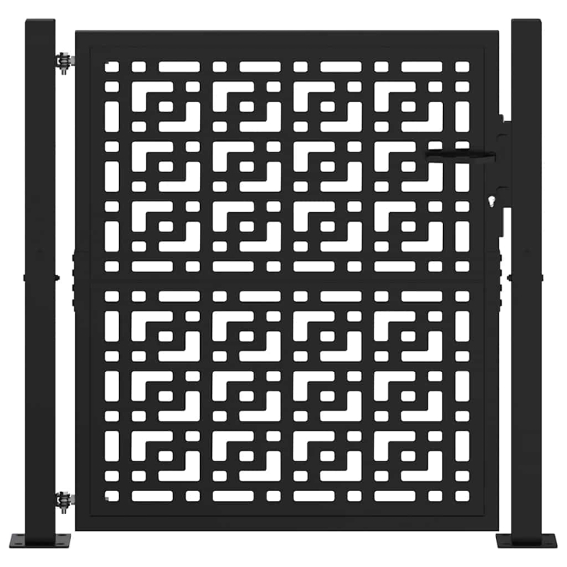 Gartentor Schwarz 105x106 cm Stahl Kreuz-Design
