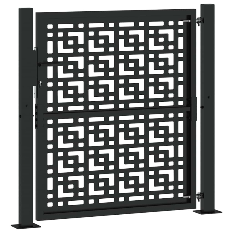 Gartentor Schwarz 105x106 cm Stahl Kreuz-Design