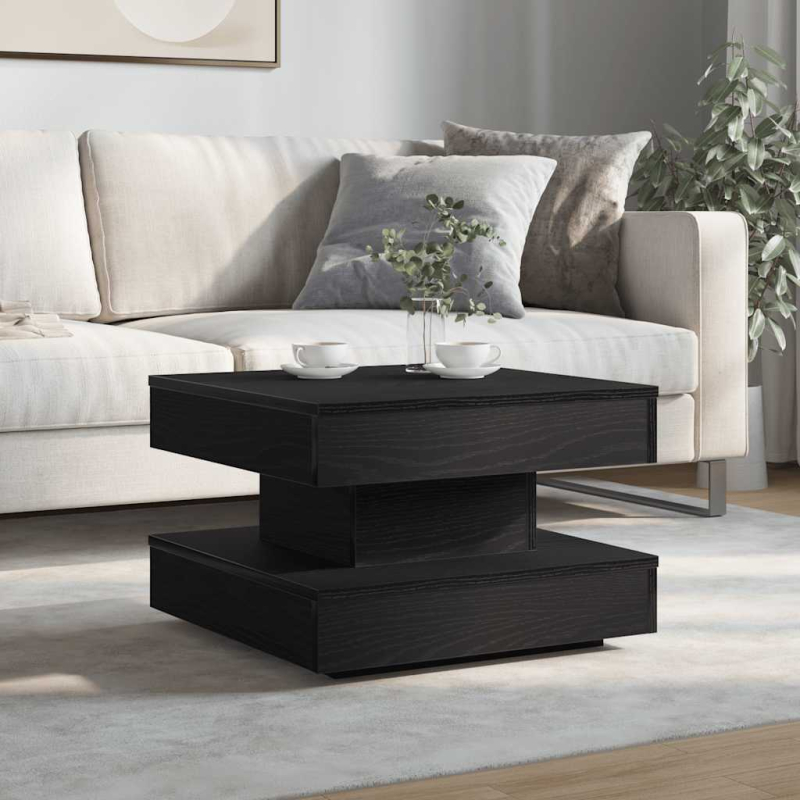 Couchtisch 360-Grad Drehbar Schwarz 50x50x34,5 cm