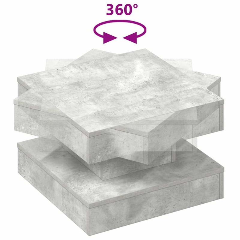 Couchtisch 360-Grad Drehbar Betongrau 50x50x34,5 cm