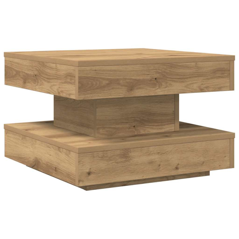 Couchtisch 360-Grad Drehbar Artisan-Eiche 50x50x34,5 cm